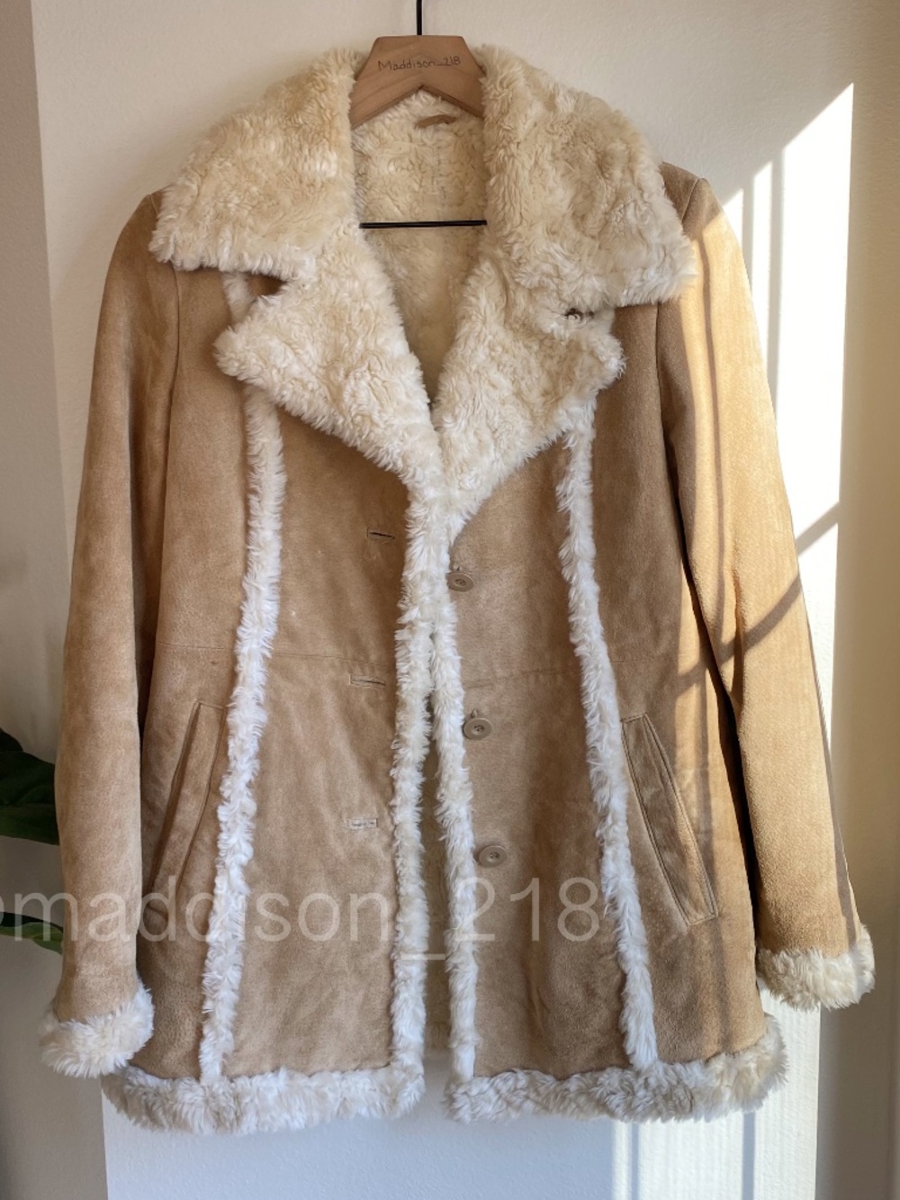 Wilson’s Leather Maxima Small Leather Patchwork Coat Faux Fur Tan Brown S